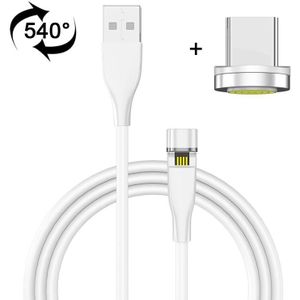 1m USB naar USB-C / Type-C 540 graden roterende magnetische oplaadkabel (wit)