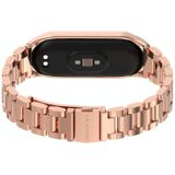 For Xiaomi Mi Band 6 / 5 / 4 / 3 Mijobs CS Metal Three Bead Stainless Steel Replacement Watchband(Rose Gold)