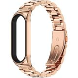 For Xiaomi Mi Band 6 / 5 / 4 / 3 Mijobs CS Metal Three Bead Stainless Steel Replacement Watchband(Rose Gold)