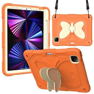 PC + Siliconen Anti-Drop Tablet Case met Butterfly Holder &amp; Pen Slot voor Ipad Pro 11 2018 &amp; 2020 &amp; 2021 &amp; Air 2020 10.9 (Green + Kumquat)