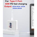A6 65W QC 3.0 USB + PD Type-C Dual Fast Charging Laptop-adapter voor MacBook-serie  US Plug + UK-stekker
