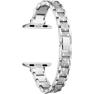 14mm Three-Beads Diamond Aluminiumlegering Vervanging Strap Watchband voor Apple Watch Series 6 &amp; SE &amp; 5 &amp; 4 40 MM / 3 &amp; 2 &amp; 1 38mm (Silver)