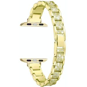 14mm drie-kralen diamant aluminium legering vervangende riem watchband voor Apple Watch Series 6  SE &amp; 5 &amp; 4 44mm / 3  2 &amp; 1 42mm (goud)
