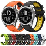 Voor Garmin Fenix 7 22mm tweekleurige sport siliconen horlogeband (oranje + zwart)