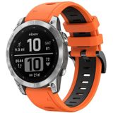 Voor Garmin Fenix 7 22mm tweekleurige sport siliconen horlogeband (oranje + zwart)