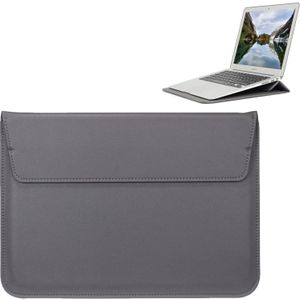 Universeel Envelop stijl zacht PU Leren Hoesje voor 11.6 inch Laptop of Tablet  Afmetingen: 32.5 x 21.5 x 1 cm (grijs)
