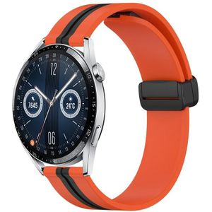 Voor Huawei Watch GT3 46mm 22mm Opvouwbare magnetische sluiting siliconen horlogeband (oranje + zwart)