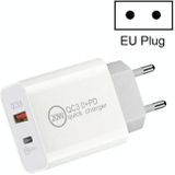 Dual Fast Charging 20W PD3.0 + QC 3.0 Interface Travel Charger voor iPhone  Huawei  Samsung  Xiaomi EU Plug