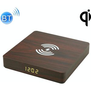W50 Multifunctionele houten klok draadloos opladen Bluetooth Speaker (bruin hout)
