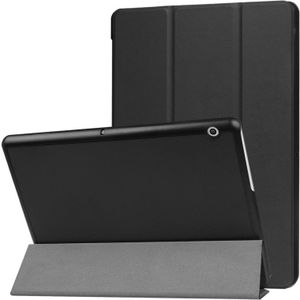 Voor Huawei MediaPad T3 10 Custer textuur horizontale Flip lederen draagtas met drie-vouwen Holder(Black)