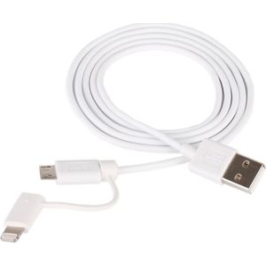 1m MFI 2 in 1 8 pin + Micro USB 2.0 mannelijk naar USB-gegevens Sync opladen kabel  voor iPhone 6 Plus &amp; 6s Plus / iPhone 5 &amp; 5S &amp; 5 C / iPad Air / iPad mini  alle Micro USB tabblad PC / Mobile Phone(White)