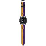 22mm voor Samsung Galaxy Horloge 46mm / Huawei Horloge 3/3 Pro Universal Printed Lederen Vervanging Strap Watchband (geel Purple Stripes)