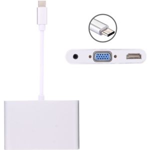 USB-C / Type-C 3.1 naar VGA &amp; HDMI &amp; 3.5mm Audio videoadapter  Voor Laptop &amp; Notebook(zilver)