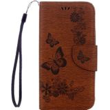 Voor Galaxy S7 Active geperst bloemen vlinder patroon horizontale Flip lederen draagtas met houder &amp; kaartsleuven &amp; portemonnee &amp; Lanyard(Brown)