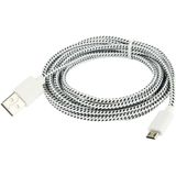 Geweven Nylon stijl micro 5 pin USB data transfer / laad kabel voor samsung galaxy s iv / i9500 / s iii / i9300 / note ii / n7100 / nokia / htc / blackberry / sony  lengte: 3 meter wit