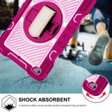 360 Degree Rotation Contrast Color Shockproof Silicone + PC Case with Holder &amp; Hand Grip Strap &amp; Shoulder Strap For iPad mini  / 4(Rose Red+Pink)