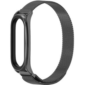 For Xiaomi Mi Band 6 / 5 / 4 / 3 Mijobs Milan Magnetic Plus Stainless Steel Replacement Watchband(Black)