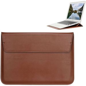 Universele envelop stijl PU lederen draagtas met houder voor uiterst dunne Notebook Tablet PC 15.4 inch  maat: 39x28x1.5cm(Brown)