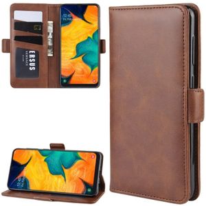 Voor Galaxy A30/A20 dubbele gesp Crazy Horse zakelijke mobiele telefoon holster met kaart portemonnee beugel functie (bruin)