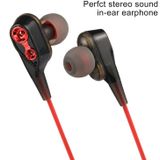 C-65 oordopjes dual driver in-ear bedrade 3.5 mm stereo koptelefoon headset met microfoon  voor iPhone  Samsung  HTC  Sony en andere smartphones (rood)