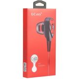 C-65 oordopjes dual driver in-ear bedrade 3.5 mm stereo koptelefoon headset met microfoon  voor iPhone  Samsung  HTC  Sony en andere smartphones (rood)
