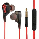 C-65 oordopjes dual driver in-ear bedrade 3.5 mm stereo koptelefoon headset met microfoon  voor iPhone  Samsung  HTC  Sony en andere smartphones (rood)