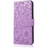 Voor Samsung Galaxy A71 Skin Feel Reliëf Zonnebloem Horizontale Flip Leren Case Met Houder &amp; Card Slots &amp; Wallet &amp; Lanyard (Purple)