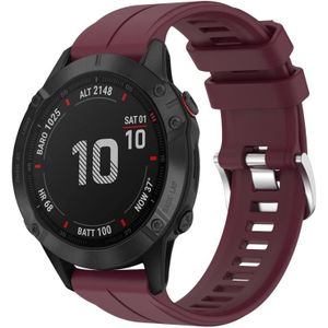 Voor Garmin Fenix 6 Pro GPS 22 mm Solid Color Silicone Watch Band (Bourgondië)