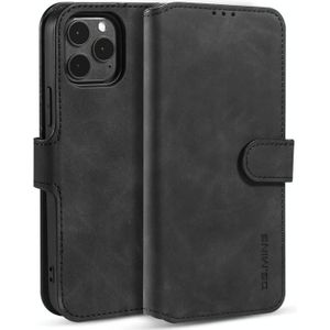 Dg. MING Retro Oil Side Horizontale Flip Case met Holder &amp; Card Slots &amp; Wallet Voor iPhone 12 Pro Max(Zwart)