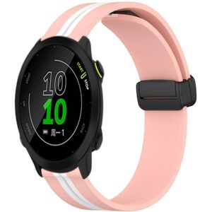 Voor Garmin Forerunner 158 20mm opvouwbare magnetische sluiting siliconen horlogeband (roze + wit)