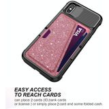 Glitter magnetische kaarttas lederen tas voor iPhone X / XS