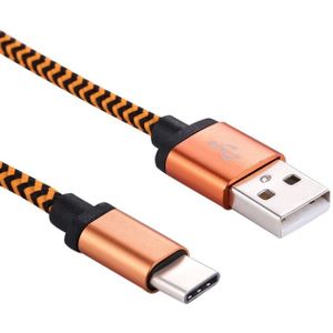 Geweven stijl Type-C USB 3.1 naar USB 2.0 Data sync oplaad Kabel voor MacBook / Google Chromebook / Nokia N1 Tablet PC / LeTV Smartphone  lengte: 1 Meter (Oranje)