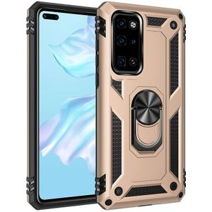 Voor Huawei P40 schokbestendige TPU + PC Beschermhoes met 360 graden roterende houder (goud)