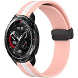 Voor Honor Watch GS Pro 22 mm opvouwbare magnetische sluiting siliconen horlogeband (roze + wit)