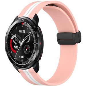 Voor Honor Watch GS Pro 22 mm opvouwbare magnetische sluiting siliconen horlogeband (roze + wit)