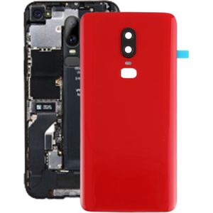 Gladde oppervlakte batterij achtercover voor OnePlus 6 (rood)