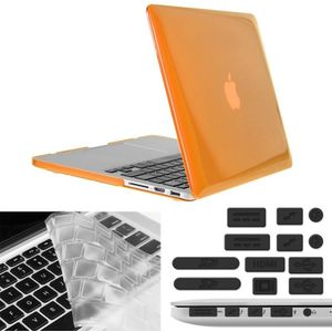 MacBook Pro Retina 15.4 inch 3 in 1 Kristal patroon beschermende Hardshell ENKAY Hat-Prince behuizing met ultra-dun TPU toetsenbord Cover en afsluitende poort pluggen (Oranje)