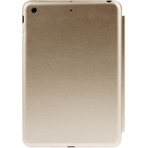 3-vouw Naturally Treated lederen Smart hoesje met slaap / wekker functie &amp; houder voor iPad mini 1 / 2 / 3(Goud)