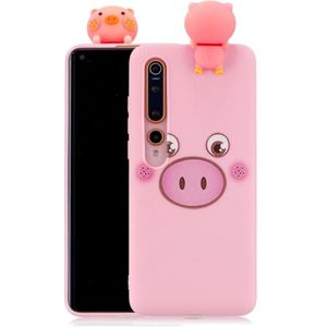 Voor Xiaomi Mi 10 Schokbestendig gekleurd geschilderde liggende cartoon TPU beschermhoes (Roze varken)