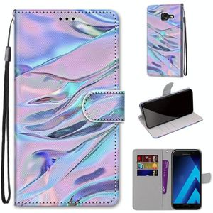 Voor Samsung Galaxy A5 2017 Coloured Drawing Cross Texture Horizontale Flip PU Lederen case met Holder &amp; Card Slots &amp; Wallet &amp; Lanyard (Fluorescerend waterpatroon)