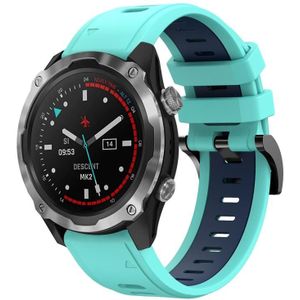 Voor Garmin Descent MK 2 26mm tweekleurige sport siliconen horlogeband (mintgroen + blauw)