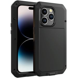 Voor iPhone 14 Pro Max Schokbestendig Waterdicht Siliconen + Zinklegering Case (Zwart)