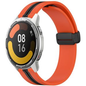 Voor Xiaomi MI Watch Color 2 22 mm opvouwbare magnetische sluiting siliconen horlogeband (oranje + zwart)
