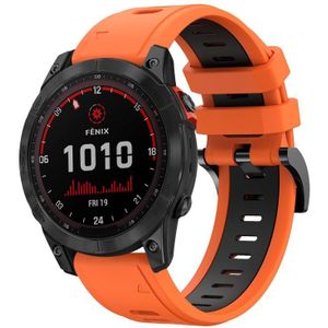 Voor Garmin Fenix 7 Solar 22 mm tweekleurige sport siliconen horlogeband (oranje + zwart)