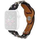 Echt lederen mannelijke stijl horlogeband voor Apple Watch Series 7 45 mm / 6 &amp; SE &amp; 5 &amp; 4 44mm / 3 &amp; 2 &amp; 1 42mm