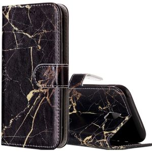 Voor Galaxy J5 (2017) (EU versie) en het zwarte goud Marble Pattern horizontale Flip lederen draagtas met houder &amp; kaartsleuven &amp; portemonnee