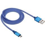 1m Net Style Hoge kwaliteit Metal Head Micro USB to USB Data / laad Kabel  or Samsung  HTC  Sony  Lenovo  Huawei  en other Smartphones(blauw)