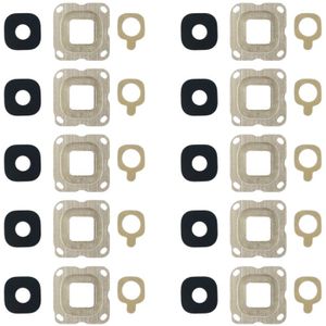 10 PCS terug camera bezel &amp; lens cover met sticker voor Galaxy C7 (goud)