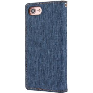 MERCURY GOOSPERY CANVAS DIARY for iPhone 8 &amp; 7 Canvas textuur horizontale Flip leren Case met Card Slots &amp; portemonnee &amp; Holder(Navy Blue)