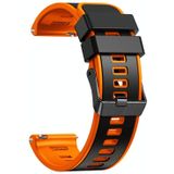 Voor Samsung Galaxy Watch 5 40 mm / 44 mm platbinding tweekleurige siliconen horlogeband (zwart oranje)
